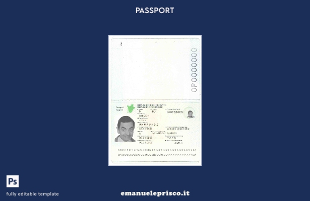 modello di passaporto del Burundi in stile verificato ( ).